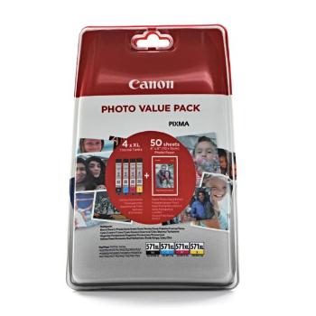 Canon CLI-571XL 0332C005 Bk+C+M+Y multipack originálna cartridge + fotopapier 50x (10x15)