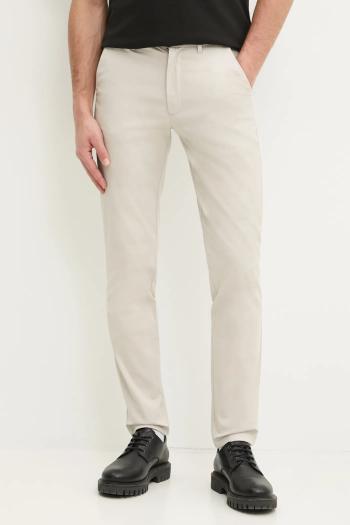 Nohavice Calvin Klein pánske, béžová farba, priliehavé, K10K113429