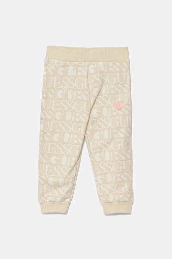 Detské tepláky Guess béžová farba, vzorovaná, K5YQ13 KAD74