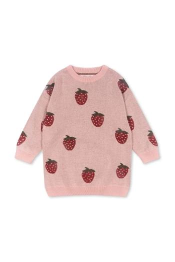 Dievčenské šaty Konges Sløjd LAPIS LUREX KNIT DRESS ružová farba, mini, rovný strih, KS102262
