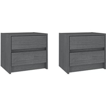 SHUMEE Nočné stolíky 2 ks sivé 40 × 30,5 × 35,5 cm masívne borovicové drevo, 808078