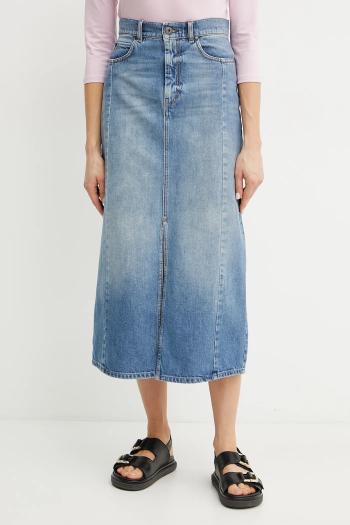 Bavlnená rifľová sukňa Weekend Max Mara midi, rovný strih, 2515101061600