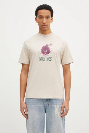 Bavlnené tričko Butter Goods Bomb Tee pánske, béžová farba, s potlačou, BG243100