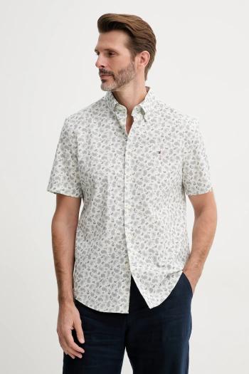 Košeľa s prímesou ľanu Tommy Hilfiger pánska, biela farba, regular, s golierom button-down, MW0MW38566