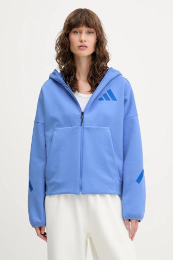 Mikina adidas x Z.N.E modrá farba, s kapucňou, jednofarebná, JW5319