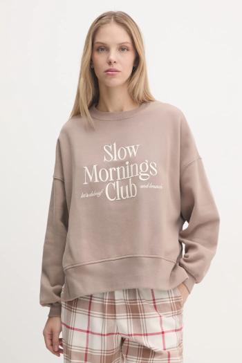 Mikina s kapucňou Abercrombie & Fitch béžová farba, s nášivkou, KI152-4247
