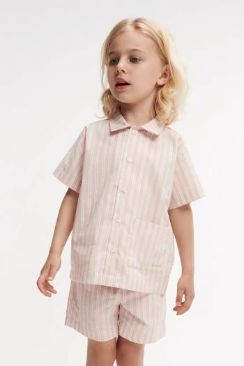 Detská bavlnená súprava Liewood Leona Stripe Set oranžová farba, LW19795