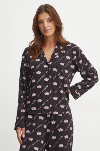 Pyžamová košeľa Juicy Couture ESTELLE PYJAMA TOP dámska, čierna farba, JCLPT224503