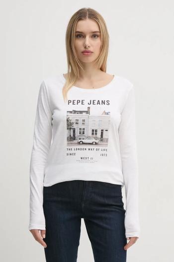 Tričko s dlhým rukávom Pepe Jeans GWEN dámske, biela farba, PL505977