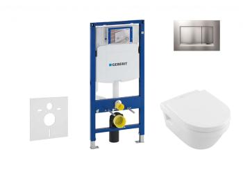 GEBERIT - Duofix Modul na závesné WC s tlačidlom Sigma30, matný chróm/chróm + Villeroy Boch - WC a doska, DirectFlush, SoftClose, CeramicPlus 111.300.00.5 NB7