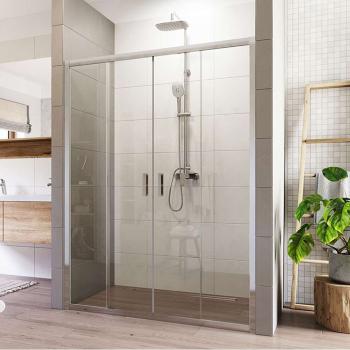 MEREO - Sprchové dvere, LIMA, štvordilene, zasúvacie,  150 cm, chróm ALU, sklo Číre CK80453K