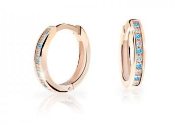 Cutie Jewellery Nadčasové kruhové náušnice z ružového zlata C3343-80-X-4 svetlo modrá