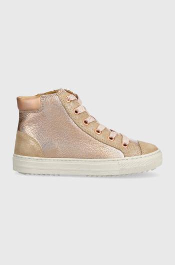 Detské kožené tenisky Pom D'api SWAG ZIP LACE ružová farba