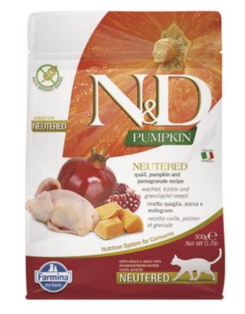 Farmina N&D cat PUMPKIN (GF) adult, neutered, quail & pomegranate granule pre mačky 0,3kg