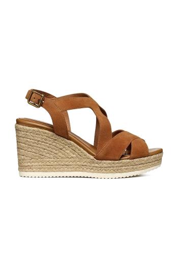 Semišové espadrilky Geox D PONZA hnedá farba, na kline, D35GVC 00021 C6001