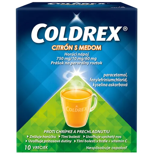 COLDREX Horúci nápoj Citrón s medom na chrípku a prechladnutie 10 vreciek