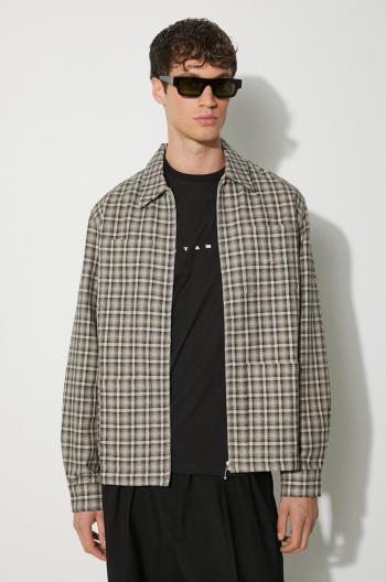 Košeľové sako Awake NY Lt Wt hnedá farba, prechodná, oversize, SP24-OT004