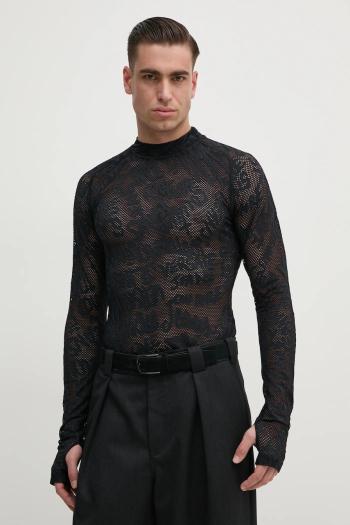 Tričko s dlhým rukávom Versace Jeans Couture čierna farba, vzorované, 78GAH611 J0200