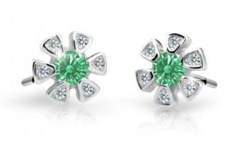 Cutie Jewellery Detské náušnice z bieleho zlata C2156-30-X-2 zelená