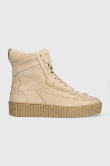 Tenisky Tommy Hilfiger ESSENTIAL LACE UP WARMBOOTIE béžová farba, FW0FW07503