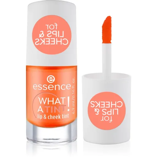 essence WHAT A TINT! tekutá lícenka a lesk na pery odtieň 03 Peachy Vibes 4.9 ml