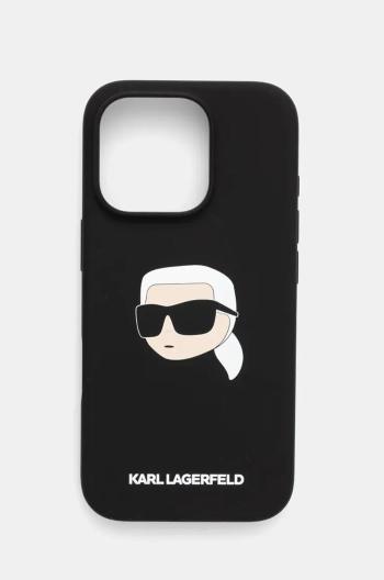 Puzdro na mobil Karl Lagerfeld iPhone 16 Pro 6.3 čierna farba, KLHMP16LSKHPPLK