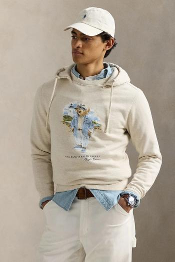 Mikina Polo Ralph Lauren pánska, biela farba, s kapucňou, s potlačou, 710966739