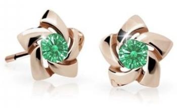 Cutie Jewellery Detské náušnice z ružového zlata C2201-30-X-4 zelená