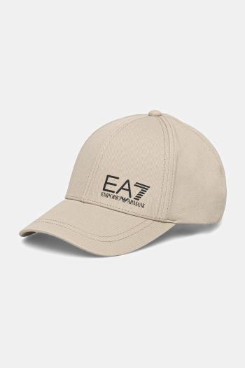 Bavlnená šiltovka EA7 Emporio Armani béžová farba, s potlačou, AF11989.7X000005