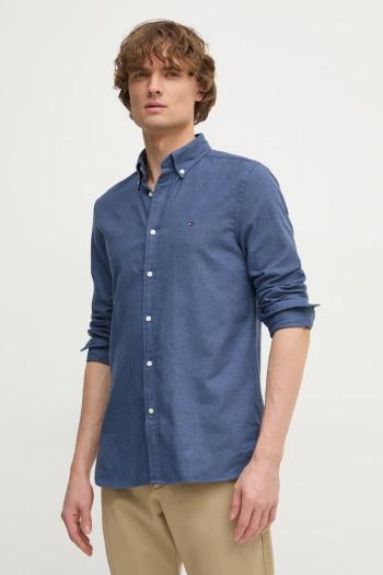 Košeľa s prímesou ľanu Tommy Hilfiger regular, s golierom button-down, MW0MW37574