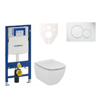 Cenovo zvýhodnený závesný WC set Geberit do ľahkých stien / predstenová montáž + WC Ideal Standard Tesi 111.300.00.5NF1