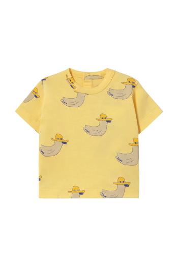 Detské bavlnené tričko Tinycottons DUCKS BABY TEE žltá farba, s potlačou, SS25-013