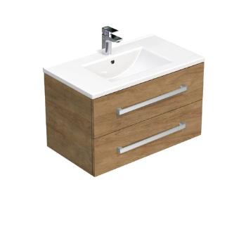 Kúpeľňová skrinka s umývadlom SAT Cube Way 80x53x46 cm Hickory dub CUBE46802DHMOD