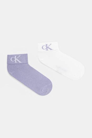 Ponožky Calvin Klein Jeans 2-pak dámske, fialová farba, 701228813