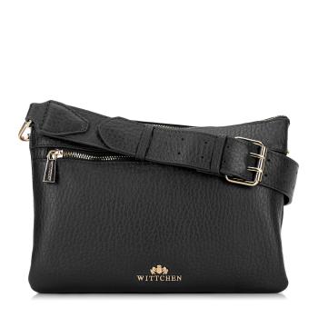Dámska trojkomorová kožená crossbody kabelka čierna 99-4E-013-1