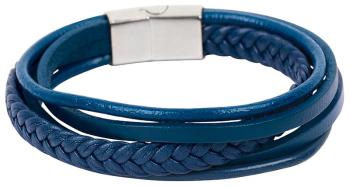 Troli Modrý náramok z kožených pásikov Leather