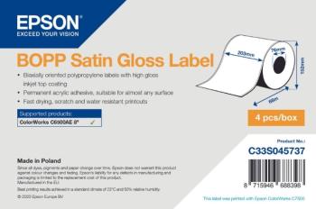 Epson C33S045737 BOPP Satin Gloss, pre ColorWorks, 203mmx68m, biele samolepiace etikety