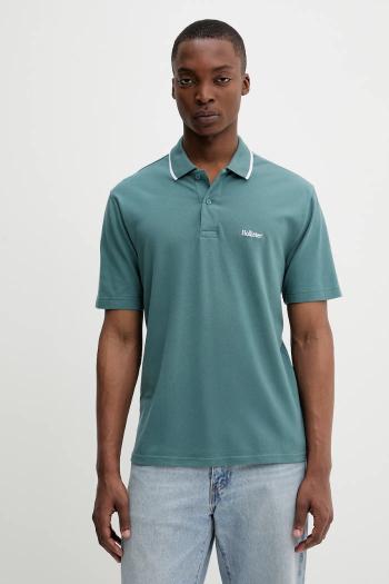 Polo tričko Hollister Co. pánske, zelená farba, jednofarebná, KI324-5199
