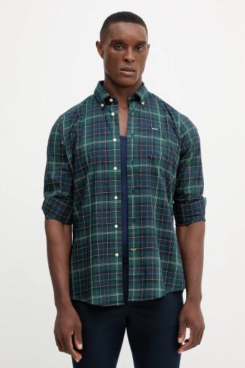 Bavlnená košeľa Barbour hnedá farba, slim, s golierom button-down