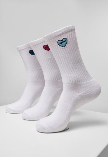 Mr. Tee Heart Embroidery Socks 3-Pack white - 43–46