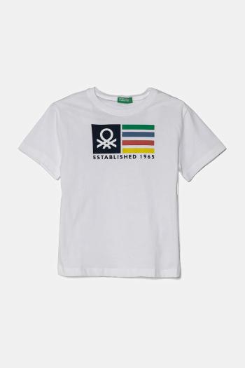 Detské bavlnené tričko United Colors of Benetton biela farba, s potlačou, 3I1XG10HT