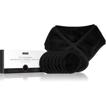 Notino Spa Collection Spa headband and make-up removal pads set sada na odličovanie s kozmetickou čelenkou Black 7 ks