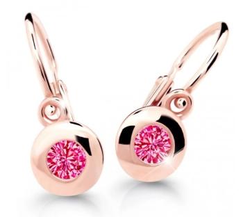 Cutie Jewellery Detské náušnice z ružového zlata C2589-10-X-4 fuchsiová
