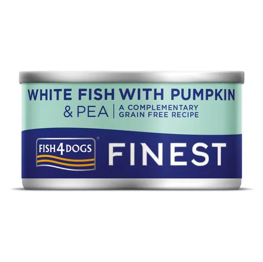 FISH4DOGS Konzerva pre psov Finest biela ryba s tekvicou a hráškom 85 g