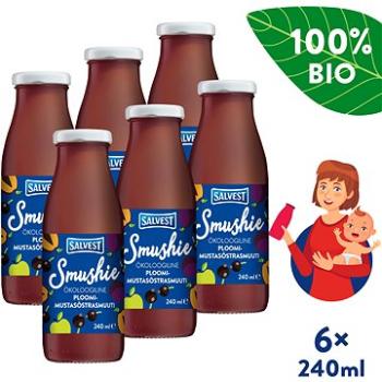 SALVEST Smushie BIO Ovocné smoothie s čiernymi ríbezľami a slivkami (6× 240 ml) (4740073076705)