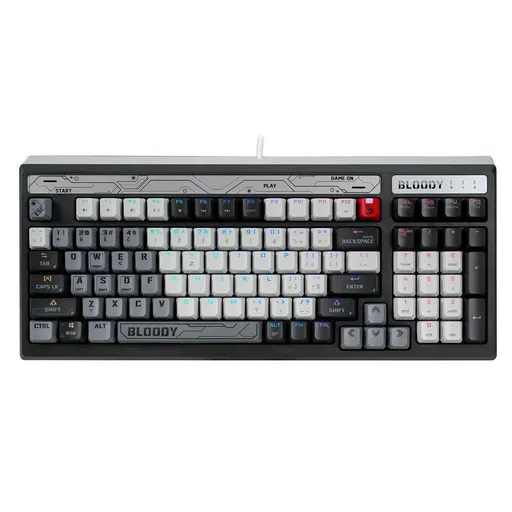 A4tech Bloody B950 podsvietená mechanická herná klávesnica RGB, Brown Switch, USB, CZ, šedá