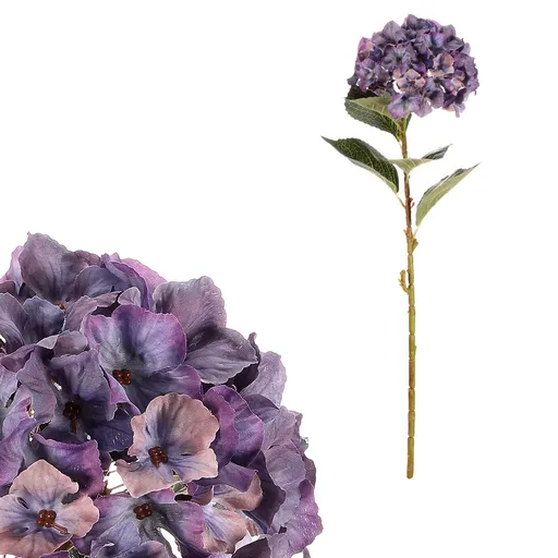 Hortenzia modrá - umelý rezaný kvet, 62 cm