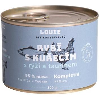 LOUIE Kompl. krmivo pre mačky - rybie s kur. (95 %) s ryžou (5 %) a taur. 200 g (8595174345665)