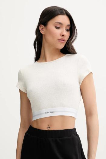 Tričko Calvin Klein Underwear dámske, béžová farba, LV00QS7349