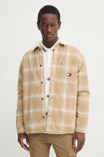 Bunda Tommy Jeans pánska, béžová farba, prechodná, DM0DM20241
